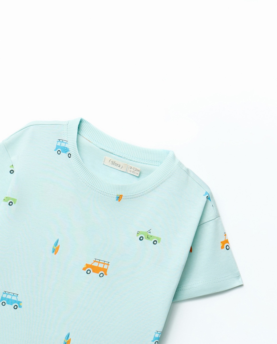 T-shirt com Carros Verde-claro-2