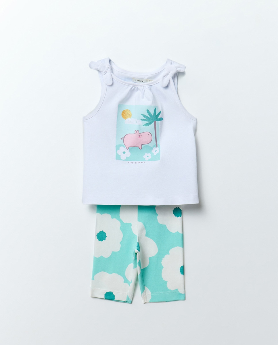 Conjunto sem Mangas e com Leggings Turquesa-1
