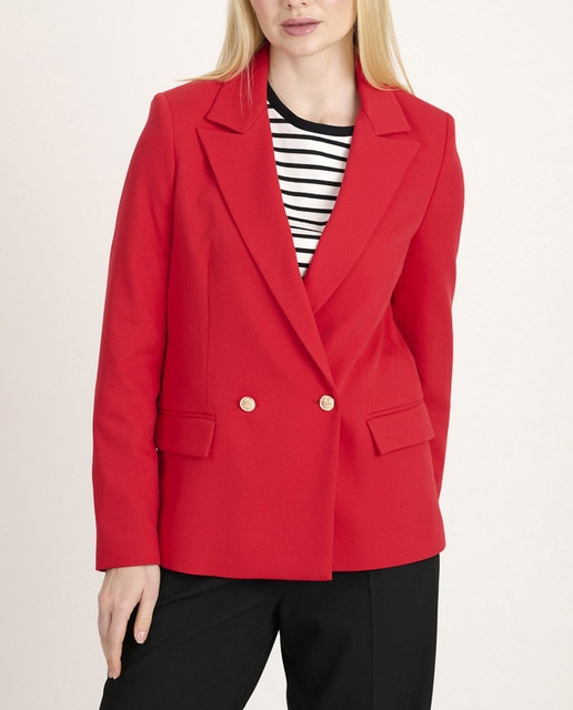 Imagen 0 de Americana de mujer larga con cuello solpa y cierre cruzado con botones dorados