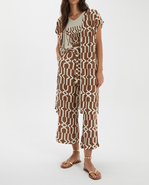 Imagen 0 de Blusón largo estampado de mujer de manga corta