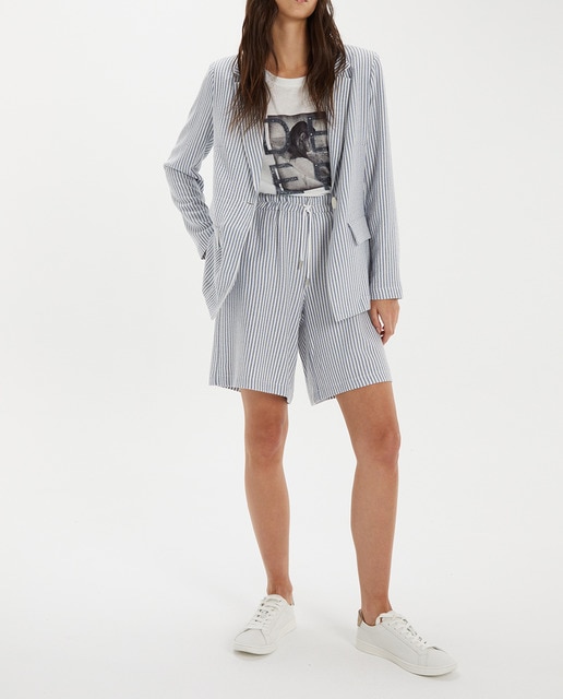 Imagen 0 de Bermuda de mujer de rayas con cinturilla elástica