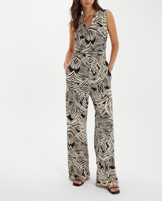 Imagen 0 de Mono ancho de mujer con estampado bicolor sin mangas