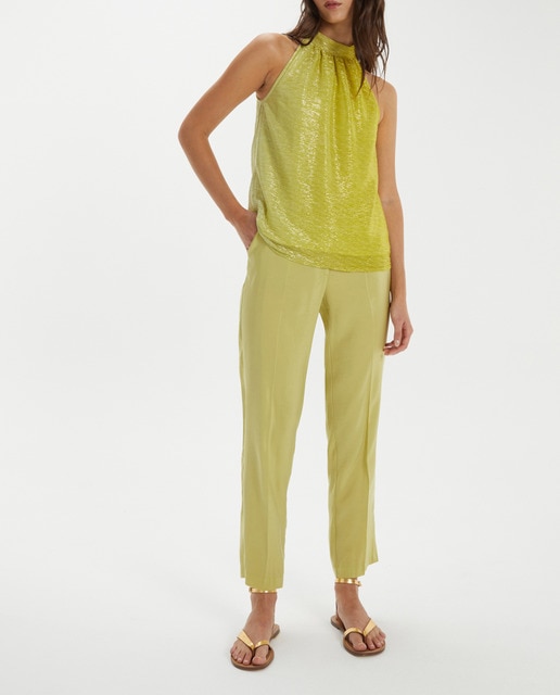 Imagen 0 de Top brillante forrado de mujer en punto con cuello halter