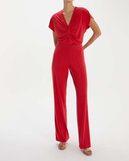 Pantalón ancho de mujer de punto con cremallera en el costado — oferta en Primeriti