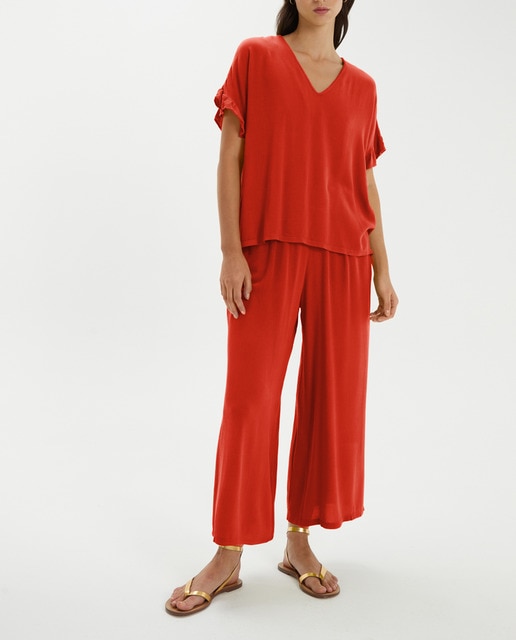 Imagen 0 de Pantalón ancho de mujer en bambula con cintura elástica