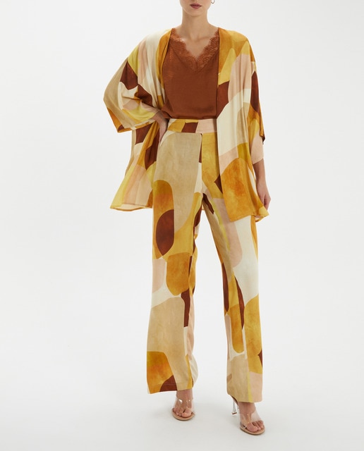 Imagen 0 de Pantalón ancho de mujer con estampado abstracto
