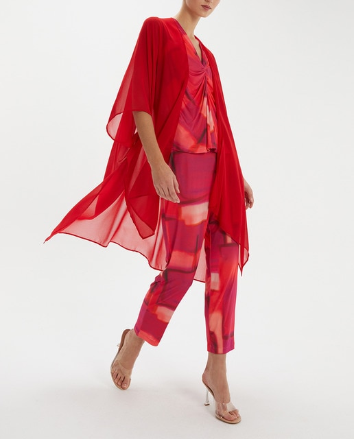 Imagen 0 de Pantalón fluido de mujer en punto estampado con cintura elástica