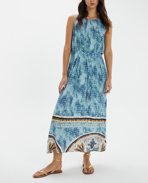 Imagen 0 de Vestido estampado sin mangas y de largo midi. Sin forro