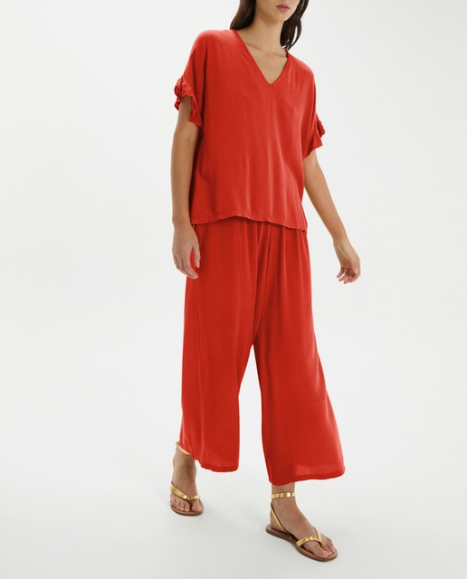 Imagen 0 de Blusa de mujer de manga corta y escote pico