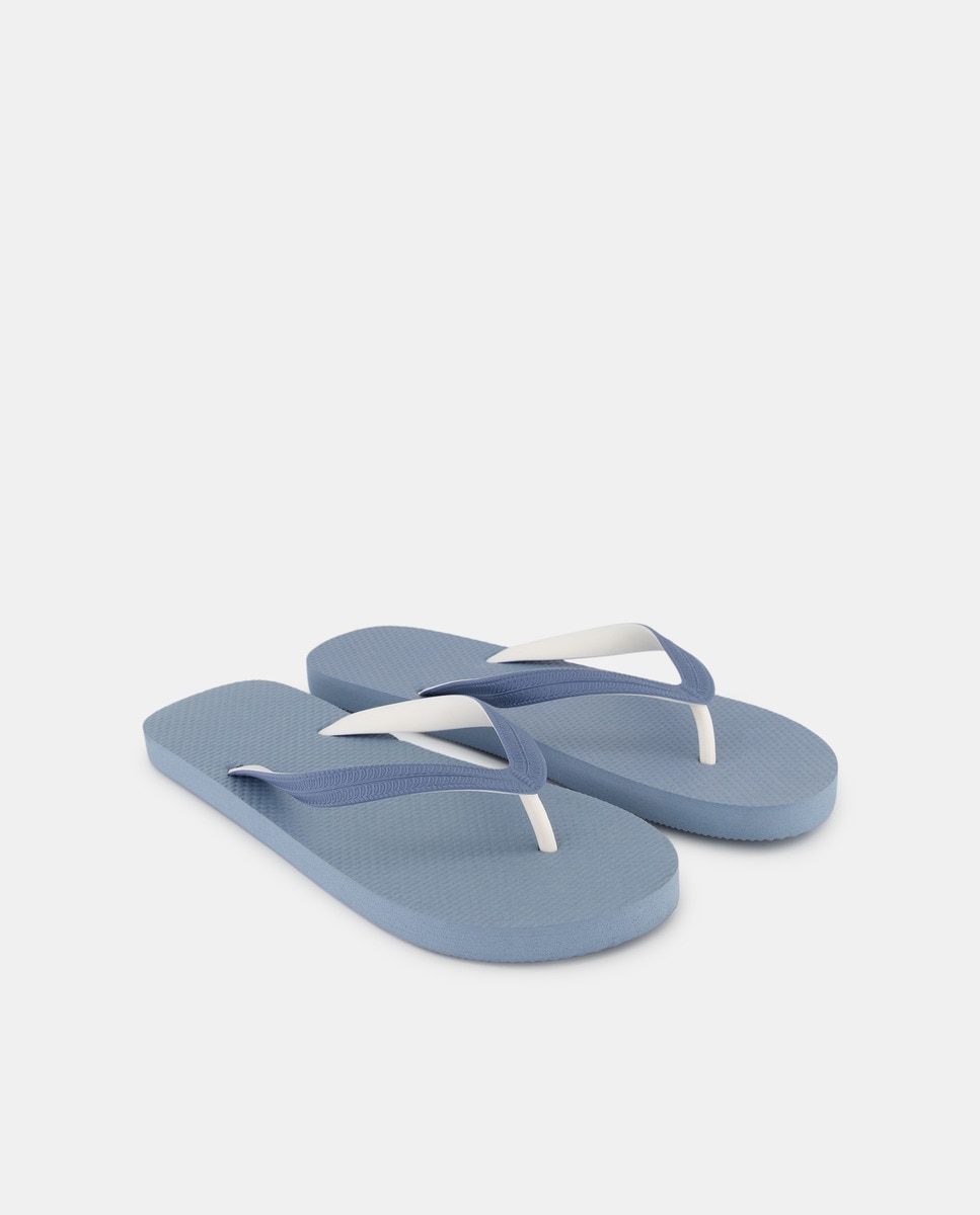 Chancla de baño de hombre esclava con piso de goma Azul claro-2