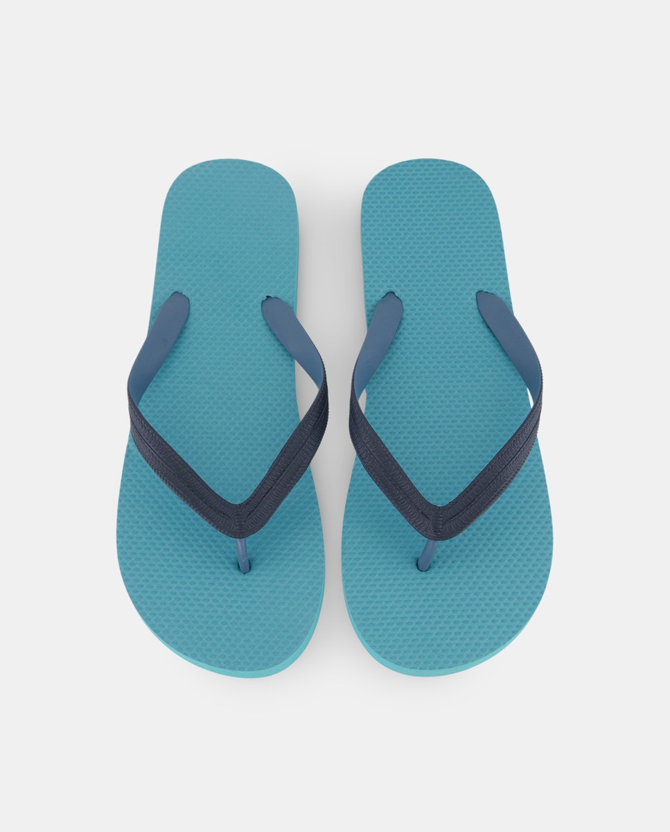 Chancla de baño de hombre esclava con piso de goma Azul claro-4