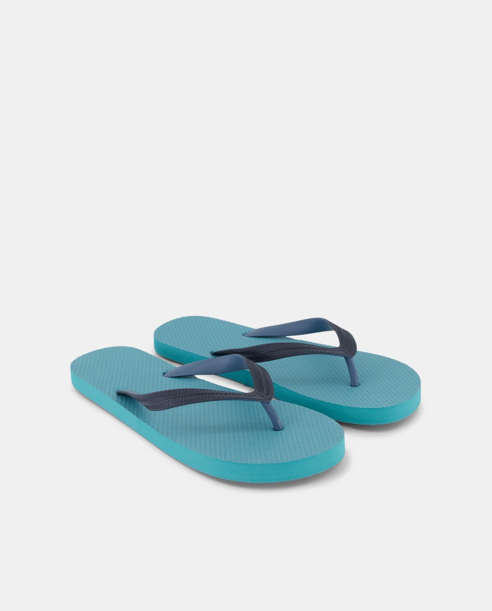 Chancla de baño de hombre esclava con piso de goma Azul claro-2