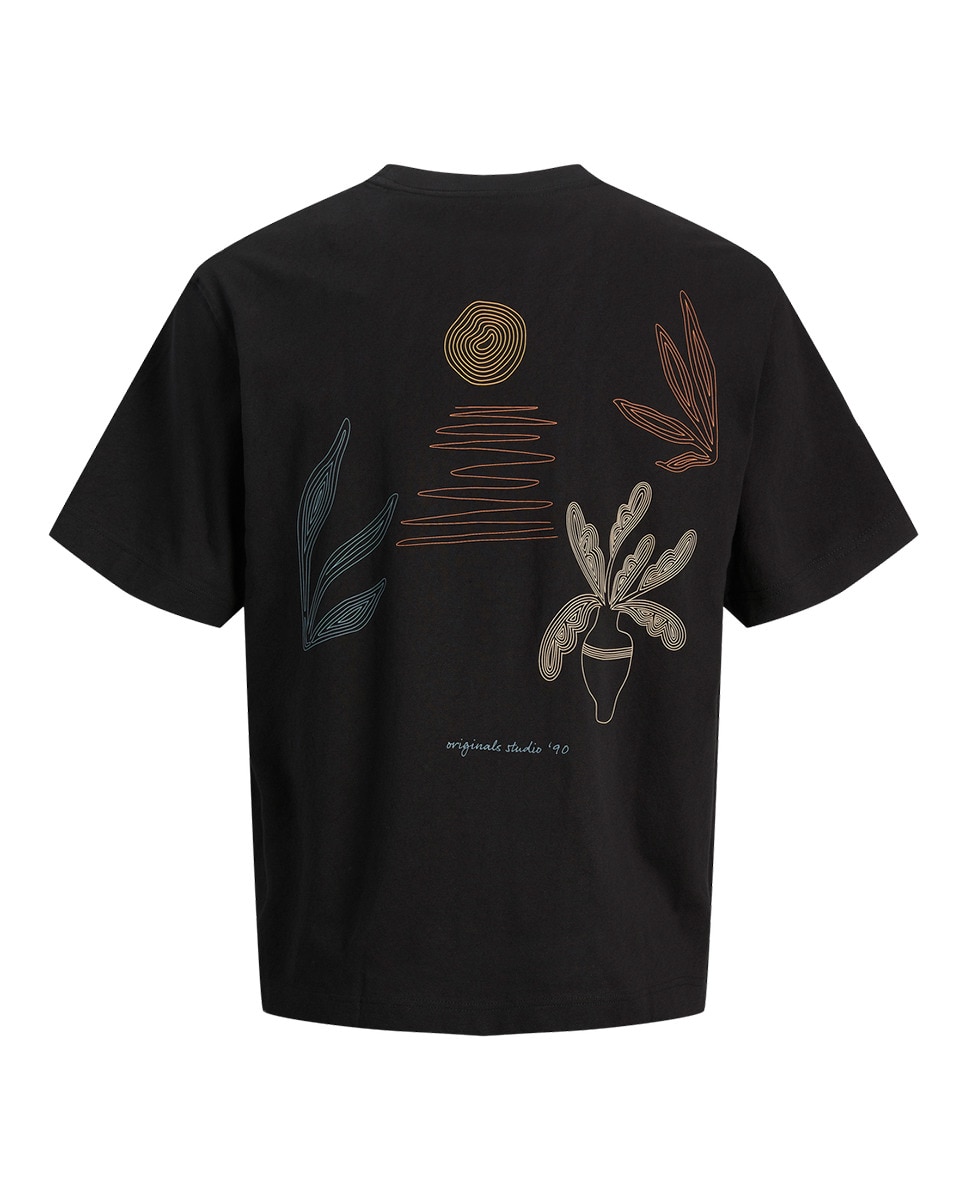 T-shirt de Manga Curta e Desenho Traseiro Preto-7