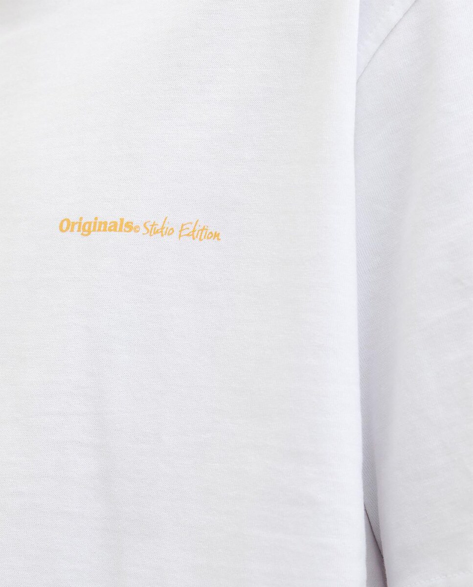 T-shirt de Manga Curta e Desenho Traseiro Branco-5