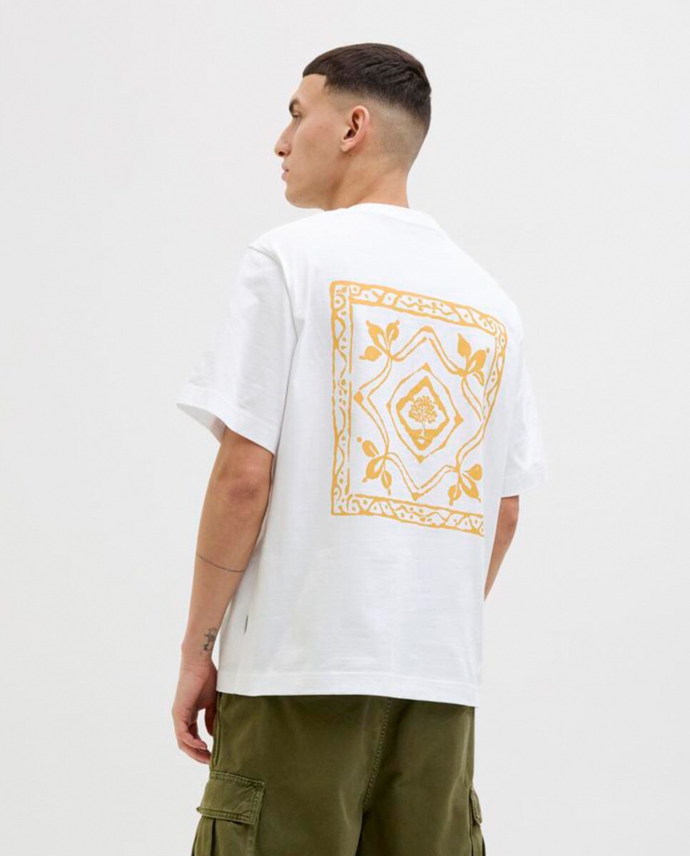 T-shirt de Manga Curta e Desenho Traseiro Branco-2