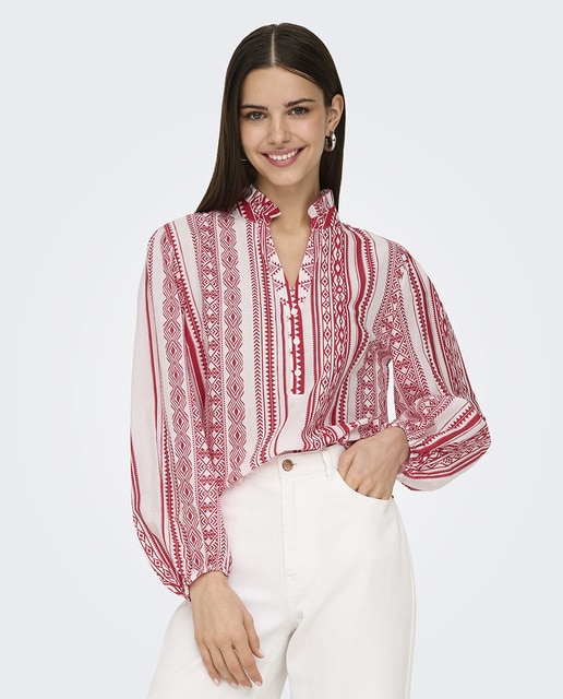 Imagem 0 de Blusa estampada de mulher com manga comprida