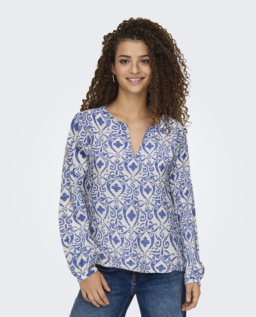 Imagem 0 de Blusa estampada de mulher com manga comprida