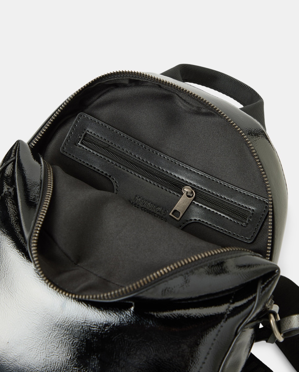 Mochila de Tamanho Médio com Fecho de Correr Preto-3