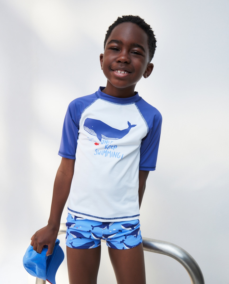 T-shirt UPF+50 com Baleias Azul-2