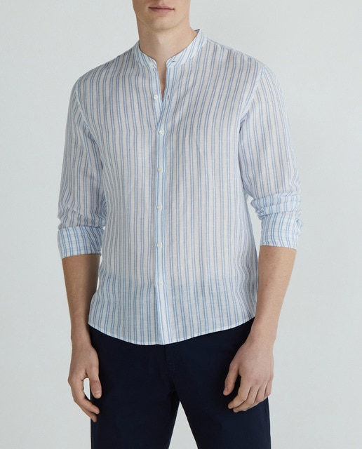 Imagen 0 de Camisa de hombre slim fit de lino cuello mao