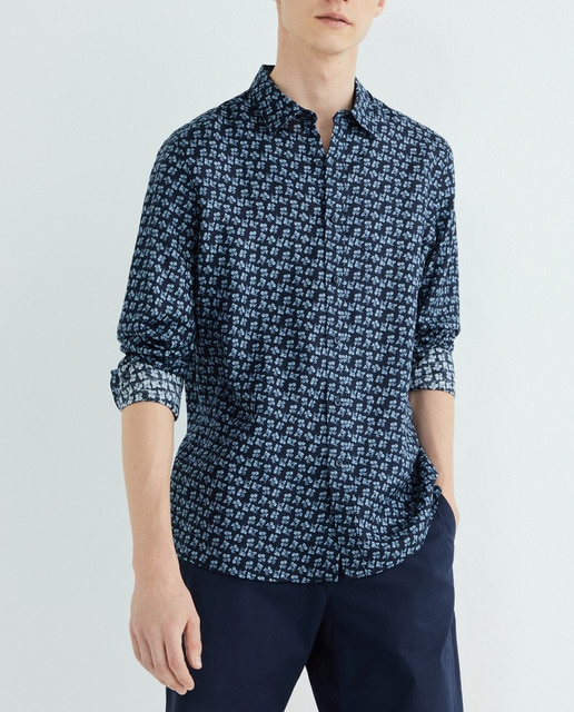 Imagen 0 de Camisa de hombre de manga larga en lino de flores