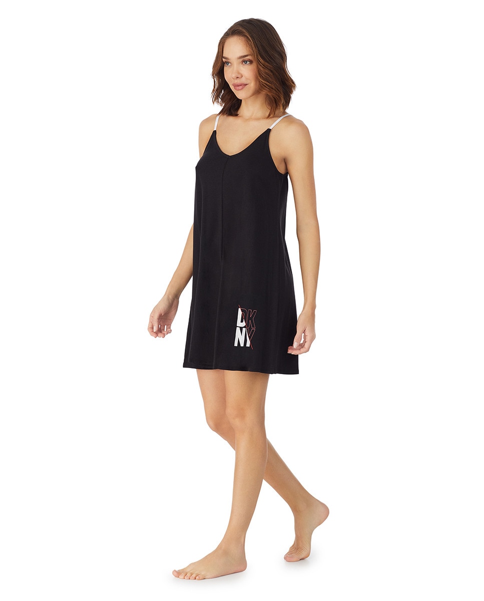 Camisa de Dormir Curta de Alças co Logótipo Preto-5