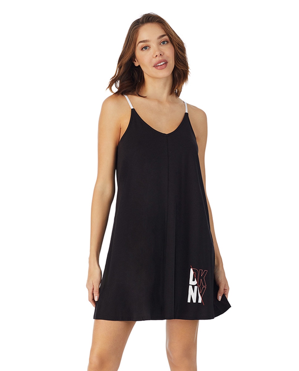 Camisa de Dormir Curta de Alças co Logótipo Preto-1