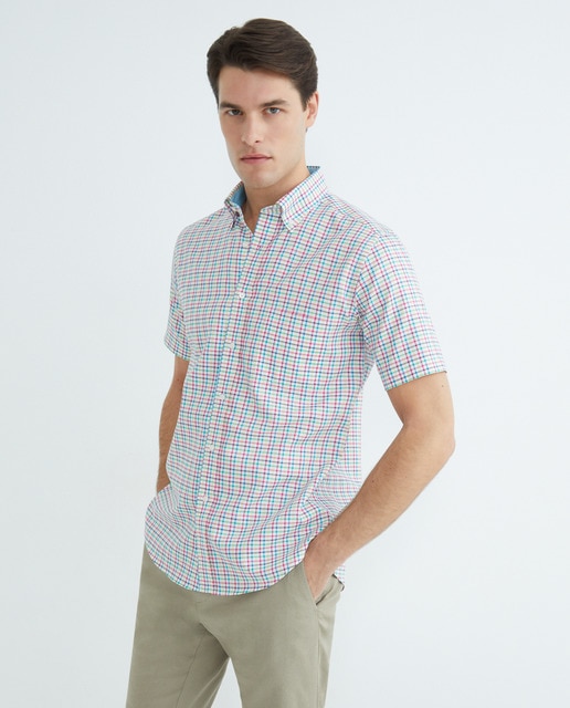 Imagem 0 de Camisa Casual aos Quadrados Oxford com Manga Curta Tamanhos Grandes