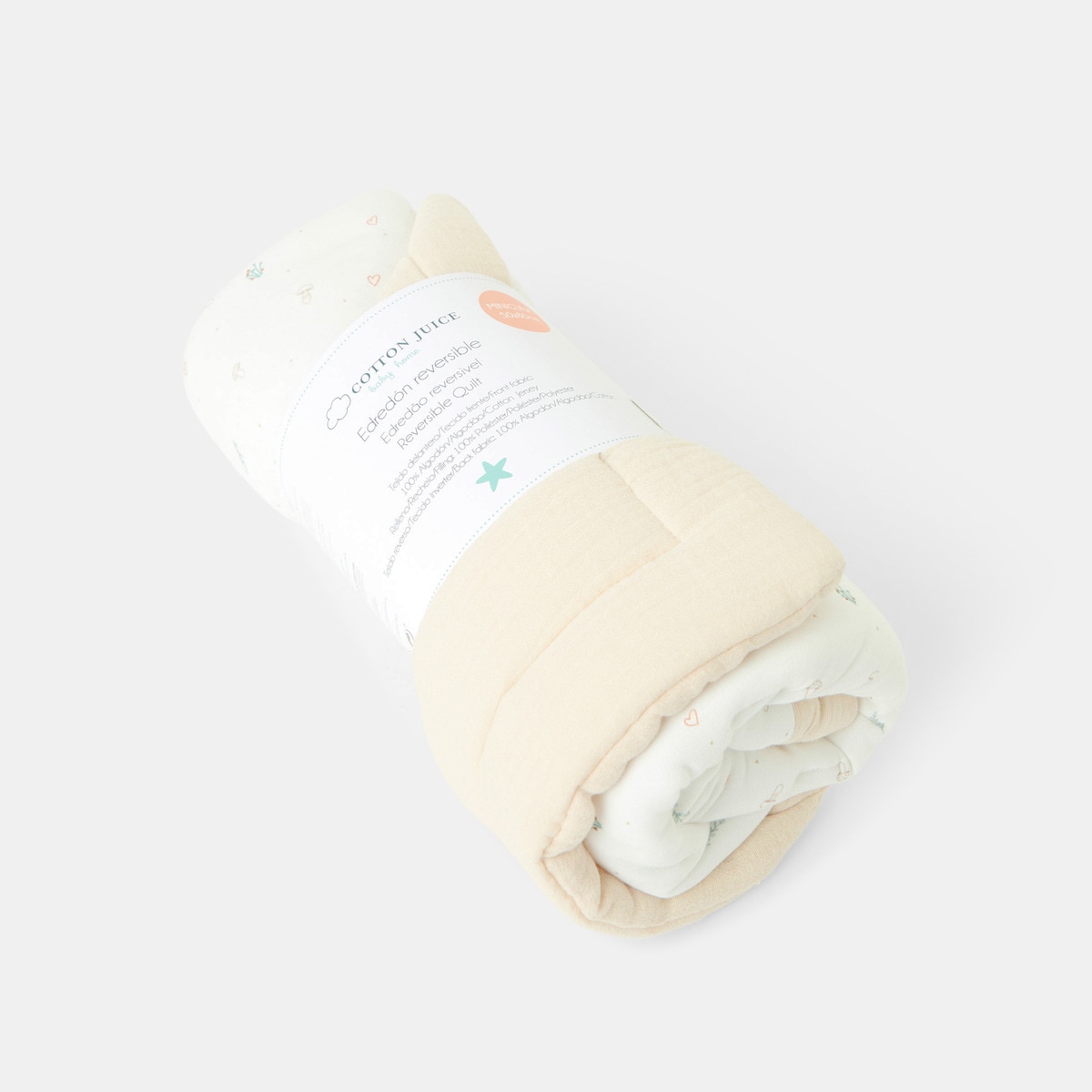 Edredão com enchimento Cotton Juice Baby Home Amore Canguro (disponível em vários tamanhos) Natural-3