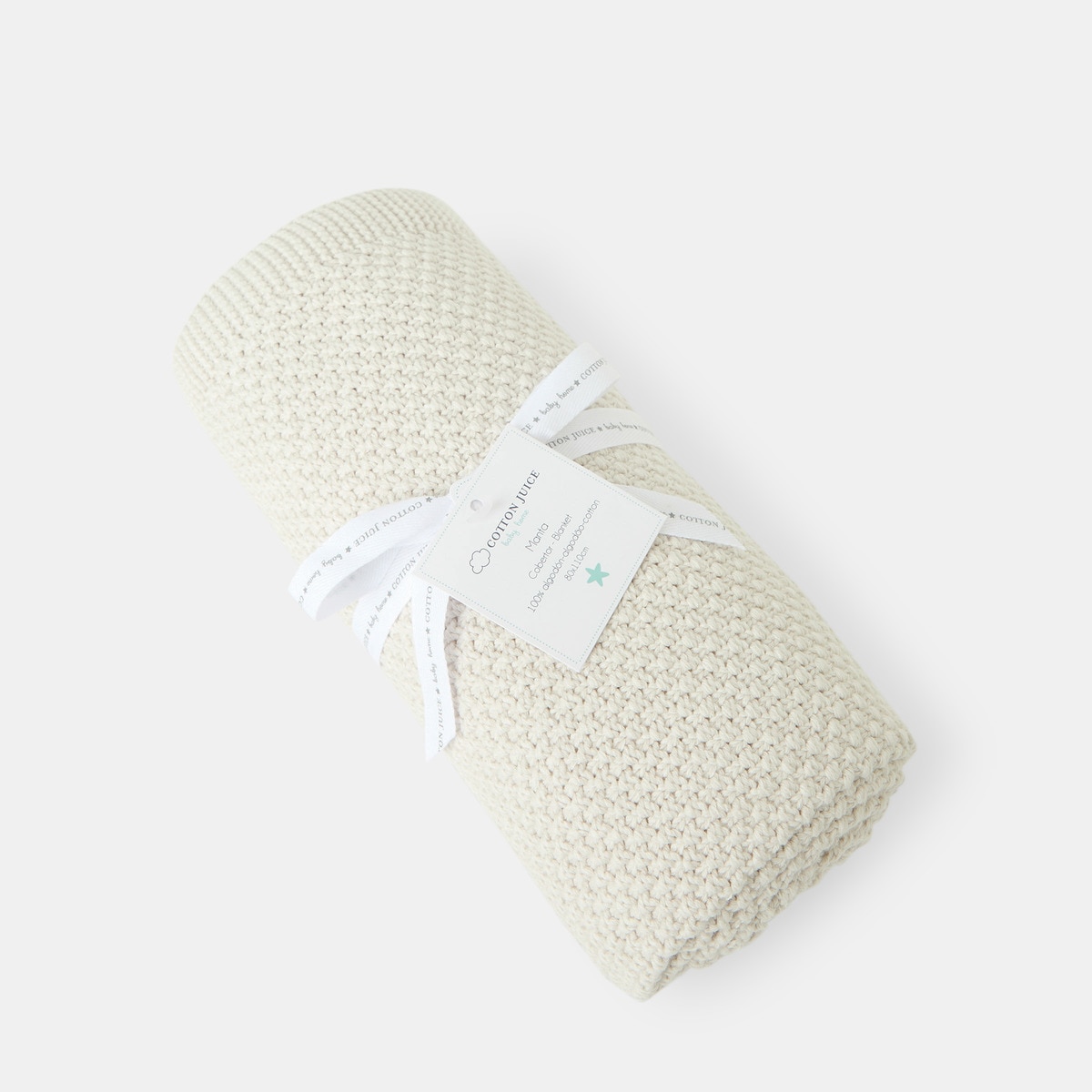 Manta Bebé Cotton Juice Baby Home  80*110cm punto arroz Gris claro-3