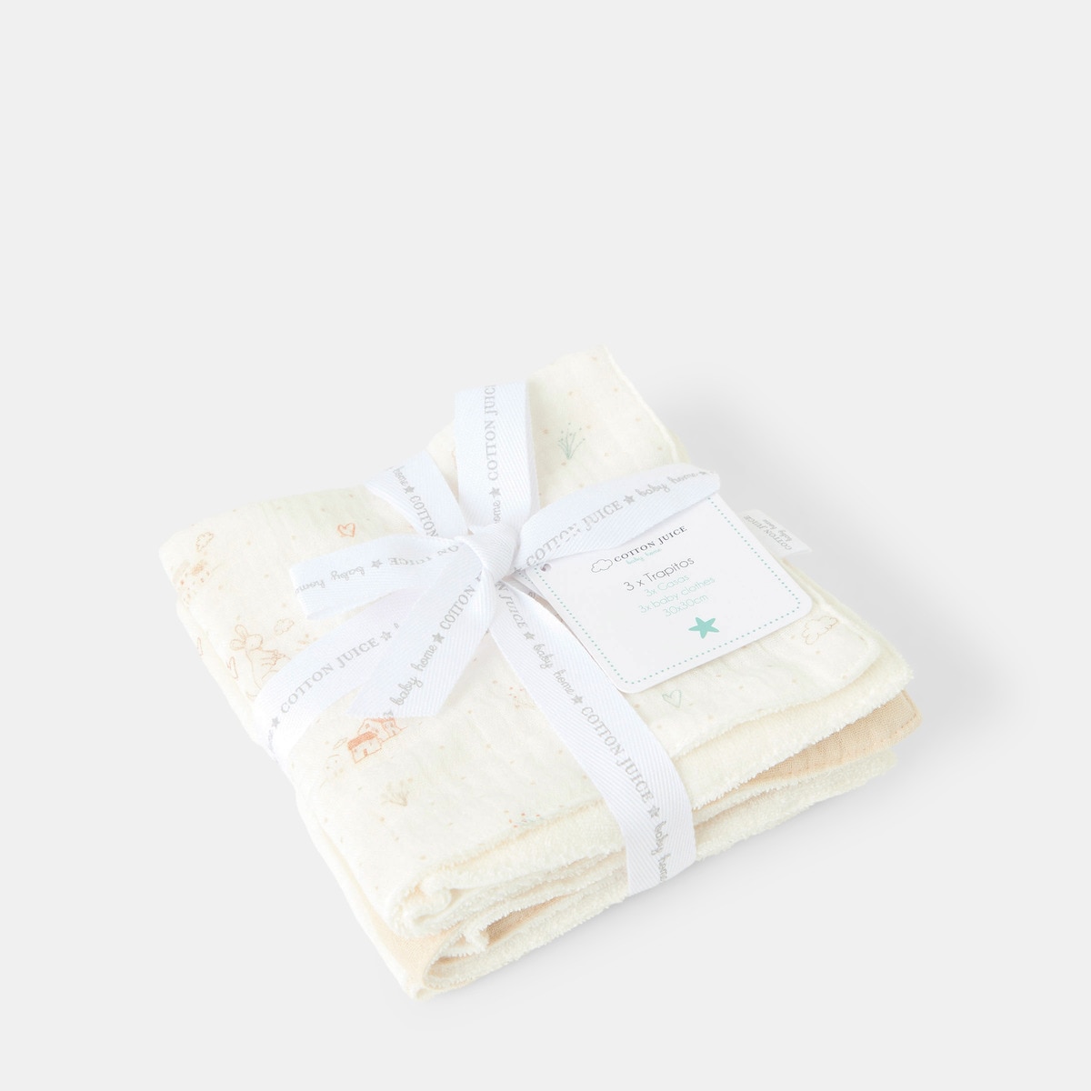 Pack de 3 Toalhas de Mãos Amore Canguru - 30x30 Natural-5