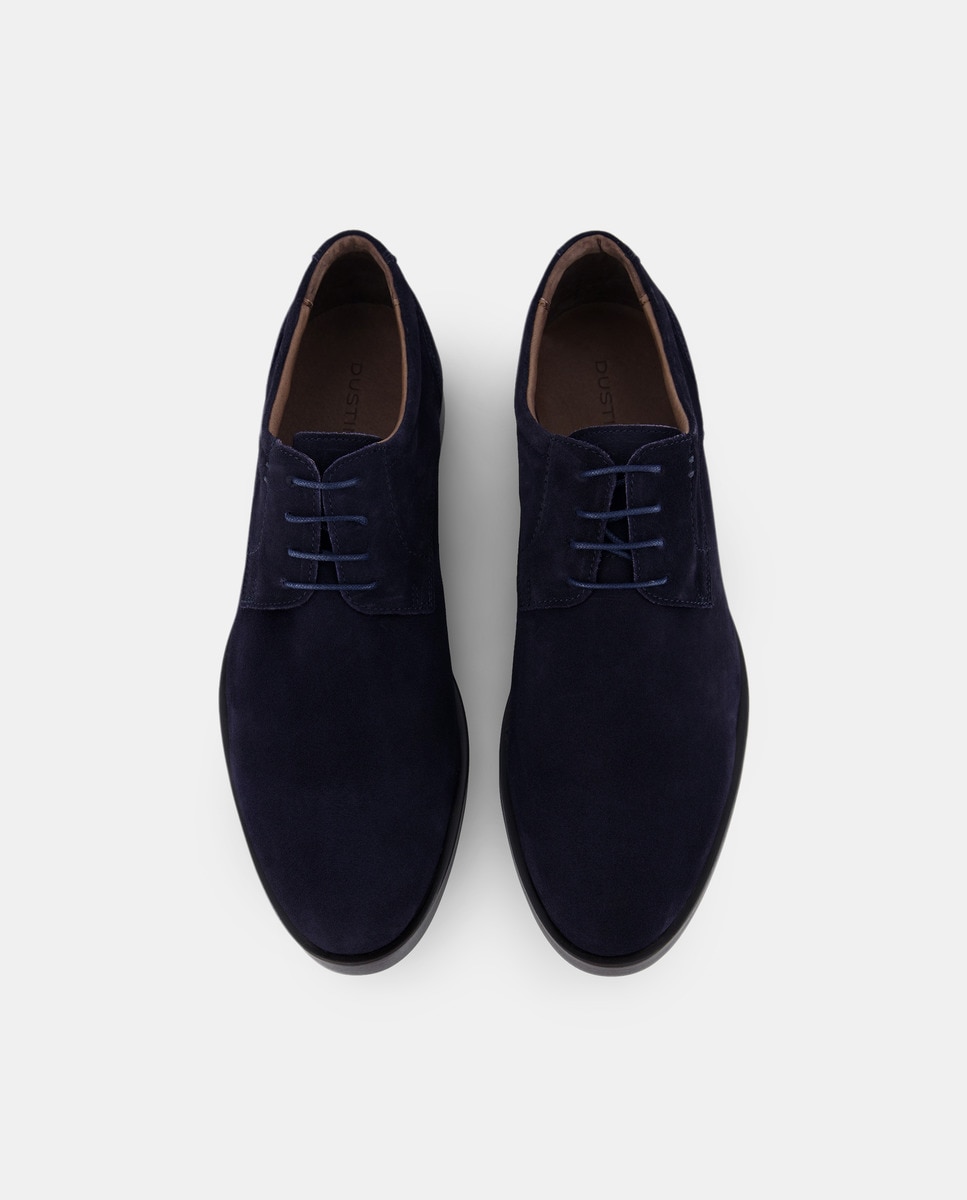 Sapatos de Atacadores com Pala Lisa, Sola de Borracha TR e em Nobuck Azul-escuro-4