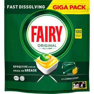 Detergente Máquina Loiça Pastilhas Original Tudo em 1 Limão embalagem 100 doses - Fairy