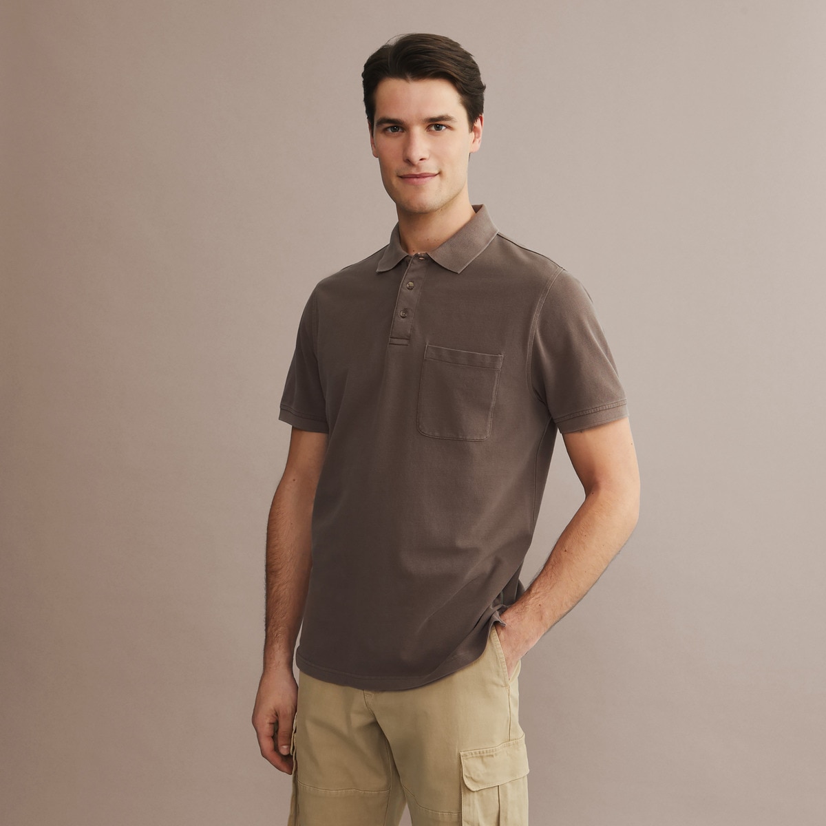 Polo de homem Castanho-2