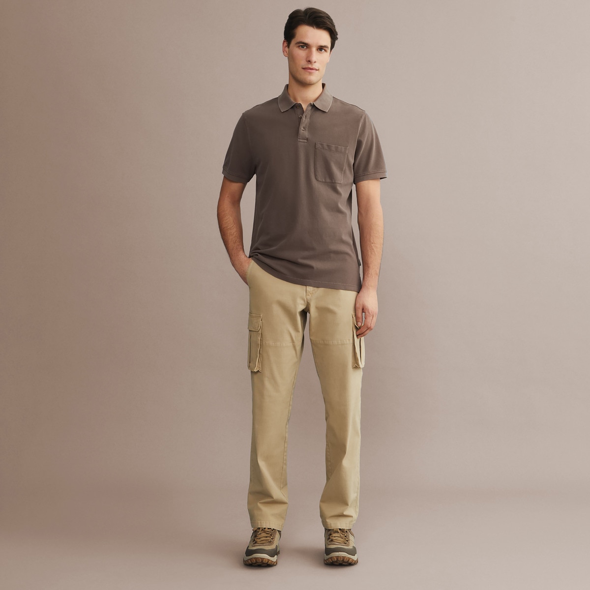 Polo de homem Castanho-3