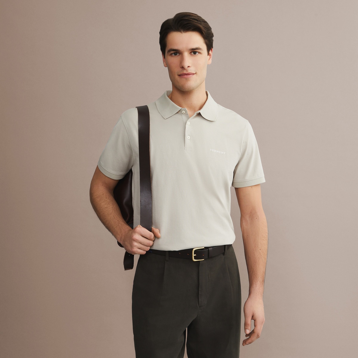 Polo Técnico de Homem Bege-2