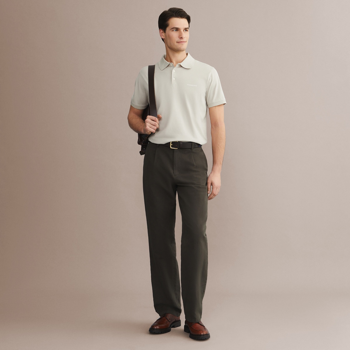 Polo Técnico de Homem Bege-3