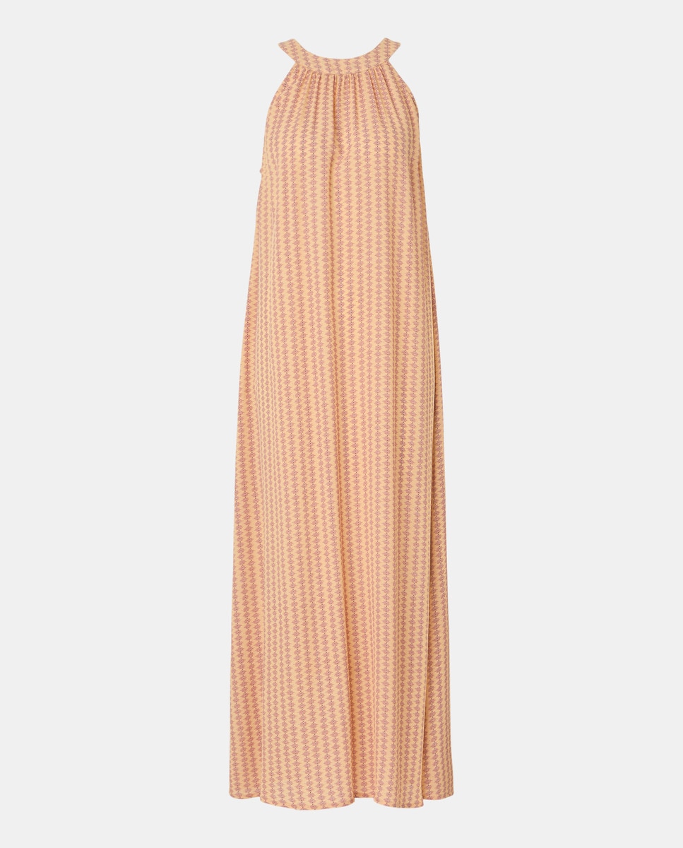 Vestido Comprido sem Mangas e com Estampado Verde-4