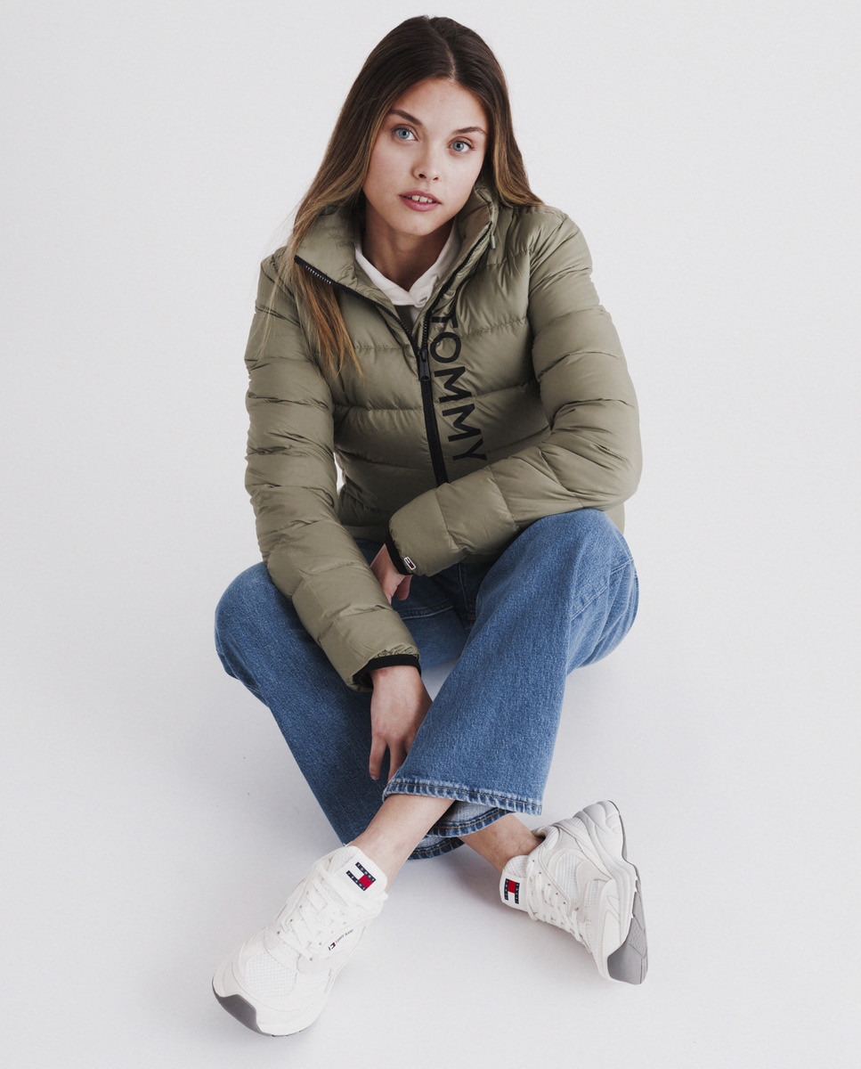 Blusão Acolchoado com Logótipo Estampado Verde-militar-6