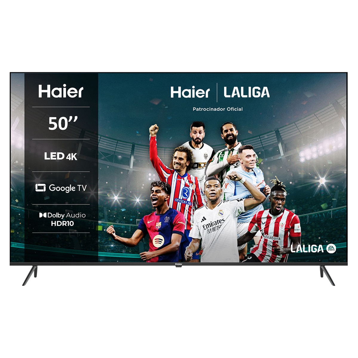 TV LED 127cm (50") Haier H50K800UX K80 Series, UHD 4K, Smart Google TV, HDR10 Plata-1