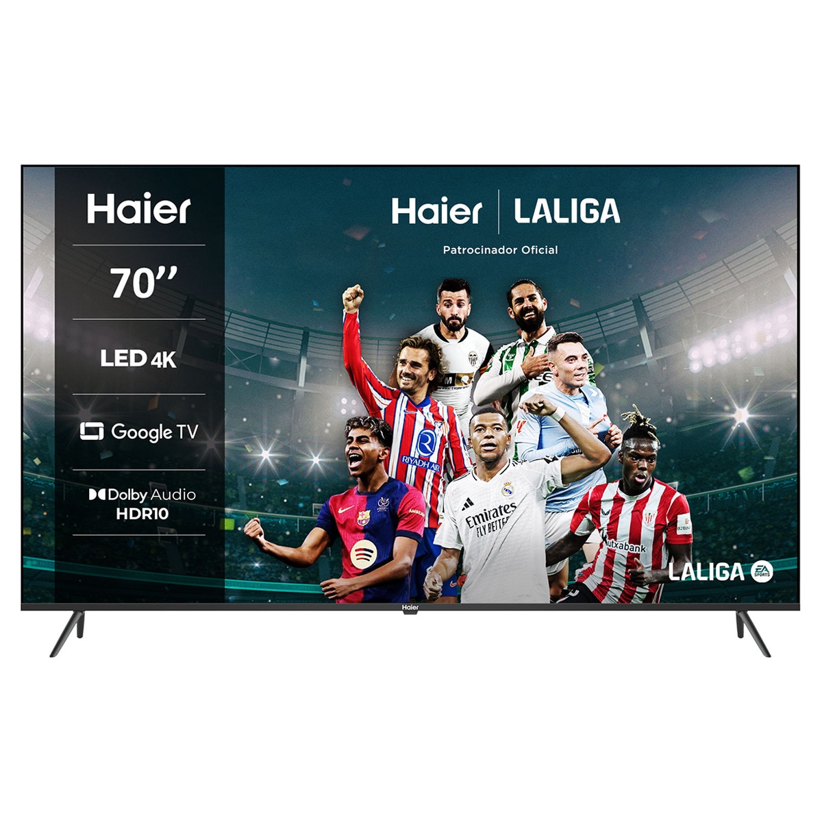 TV LED 177 cm (70") Haier H70K800UX K80 Series, UHD 4K, Smart Google TV, HDR10 Plata-1
