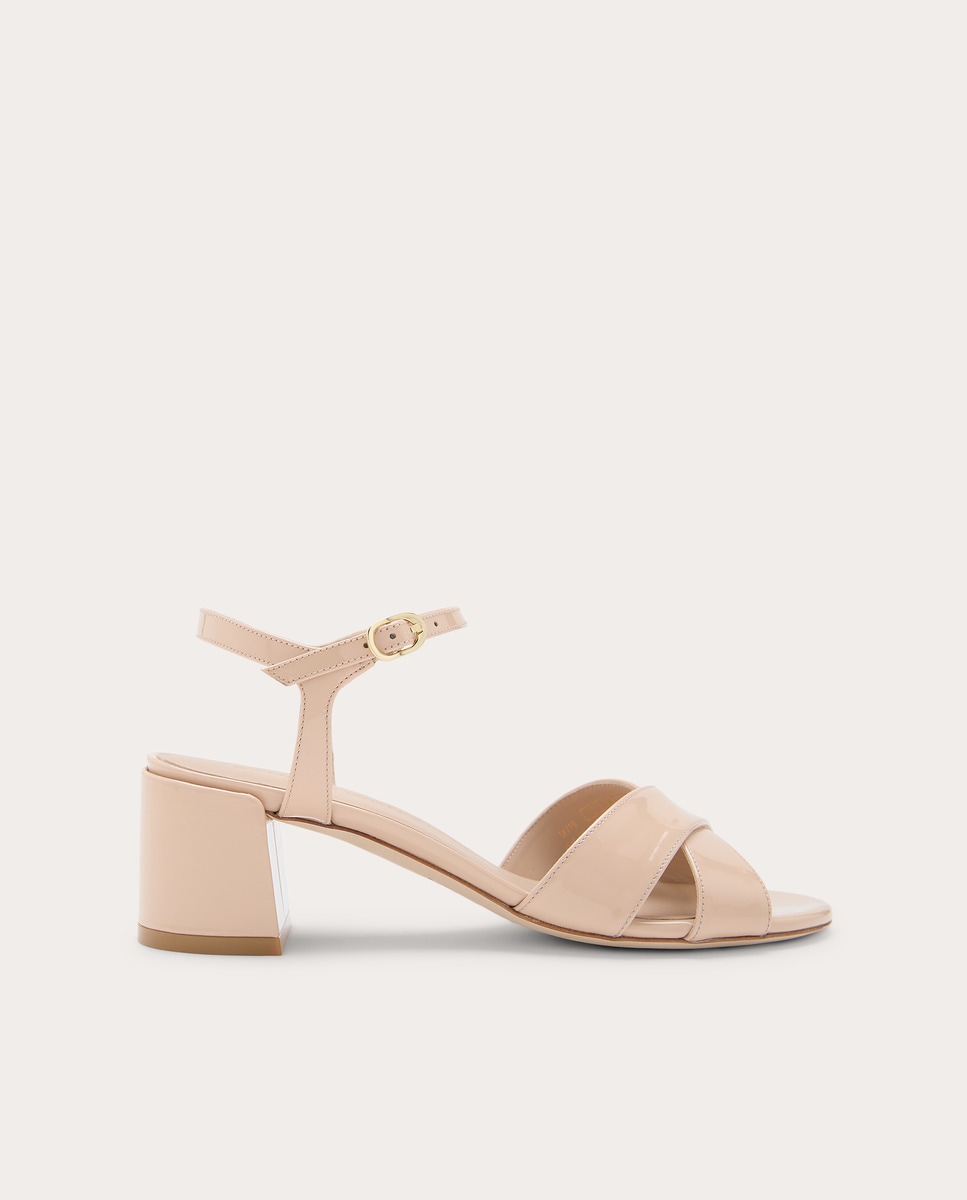 Sandalias de tacón Danya de charol Crema-1