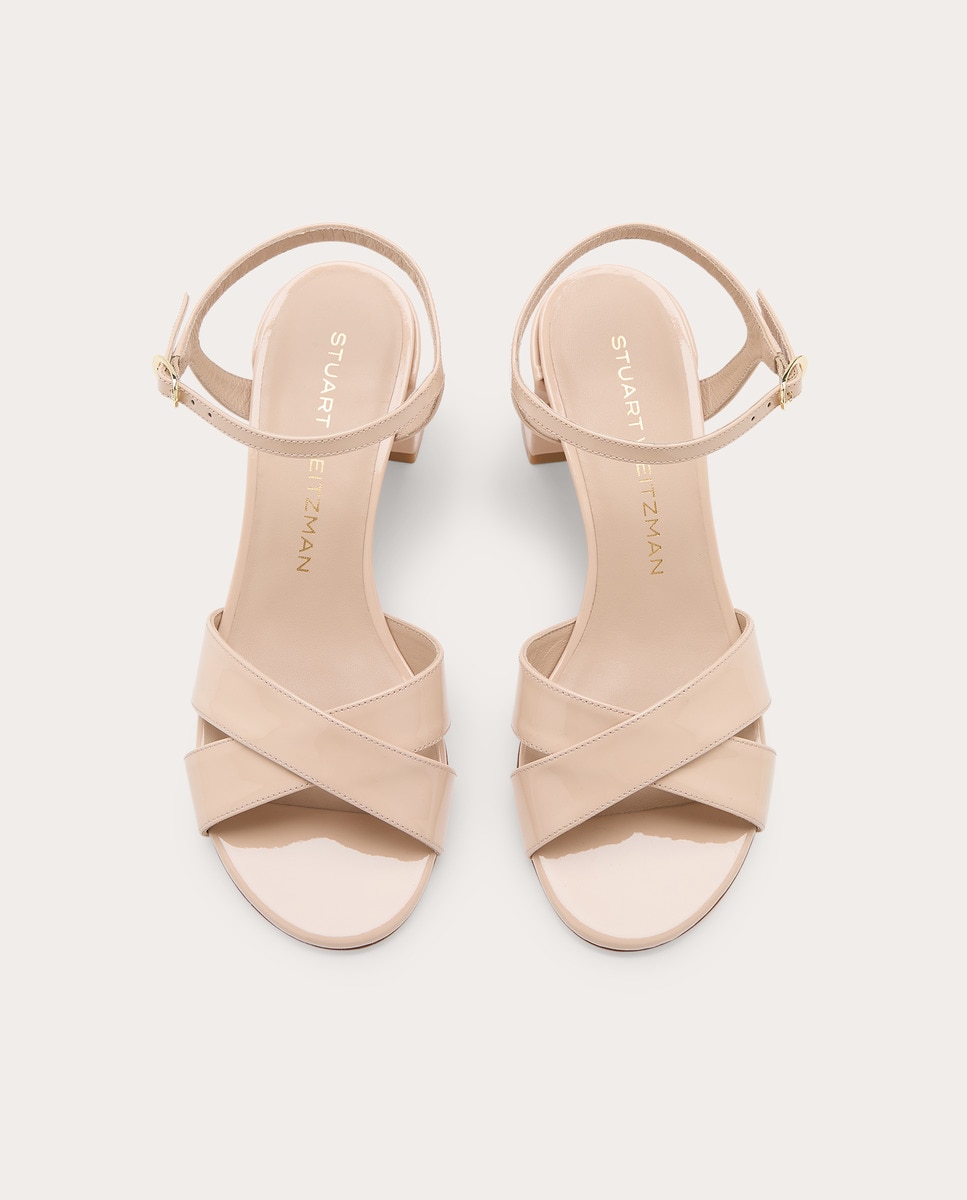 Sandalias de tacón Danya de charol Crema-4