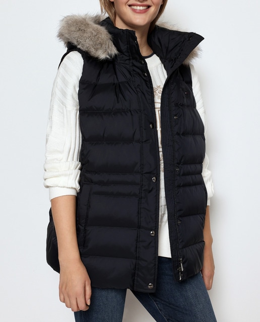 Imagen 0 de Chaleco de mujer plumífero corto con capucha