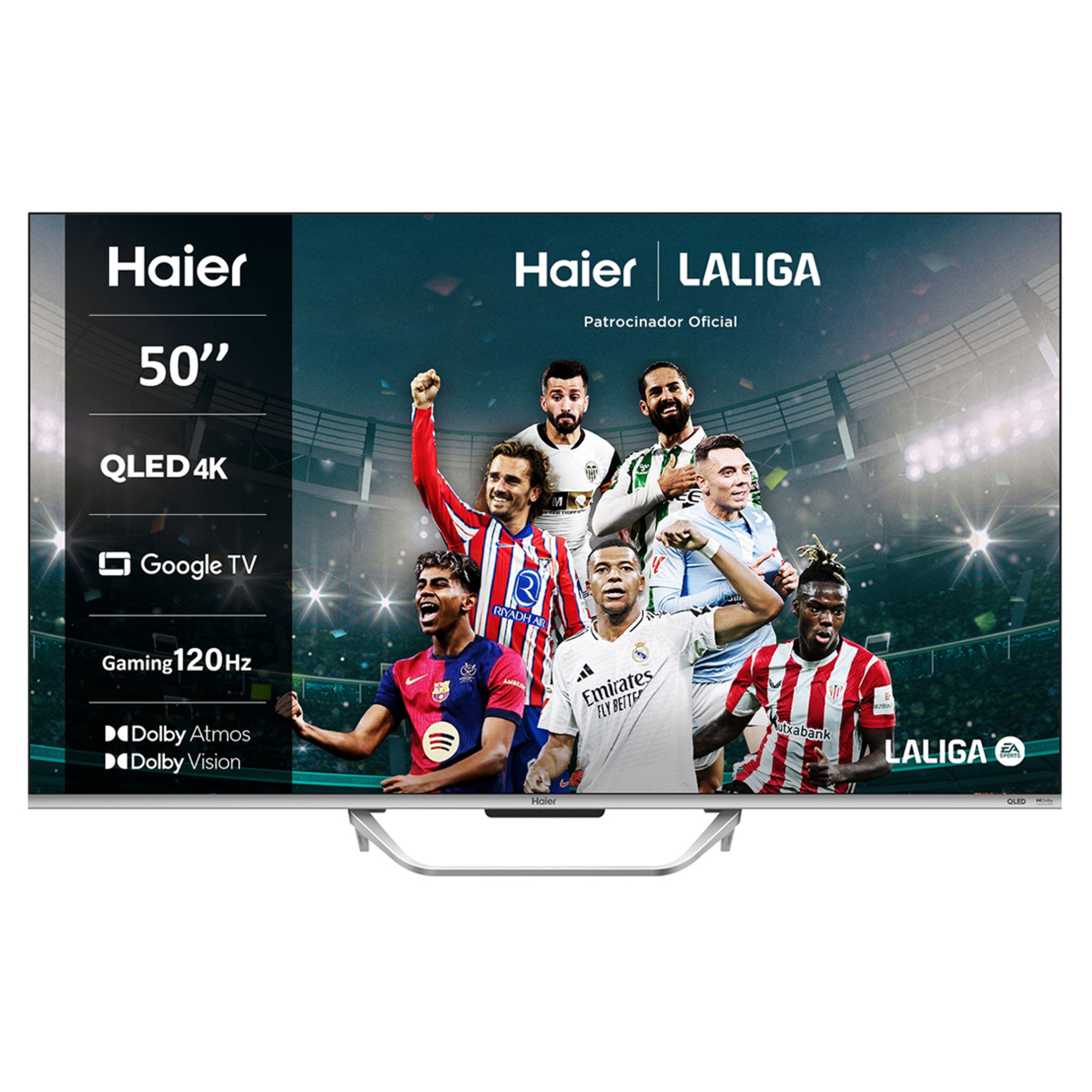 TV QLED 126 cm (50") Haier H50Q800UX, UHD 4K, Smart TV Google TV, Dolby Atmos (Reacondicionado Grado A) Plata-1