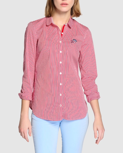 Imagen 0 de Camisa de mujer Tommy Hilfiger con cuadros en rojo