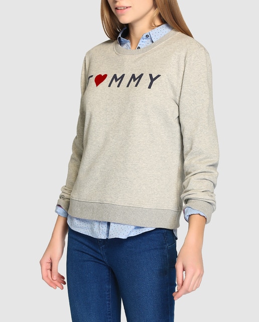 Imagen 0 de Sudadera de mujer Tommy Hilfiger en gris con estampado delantero