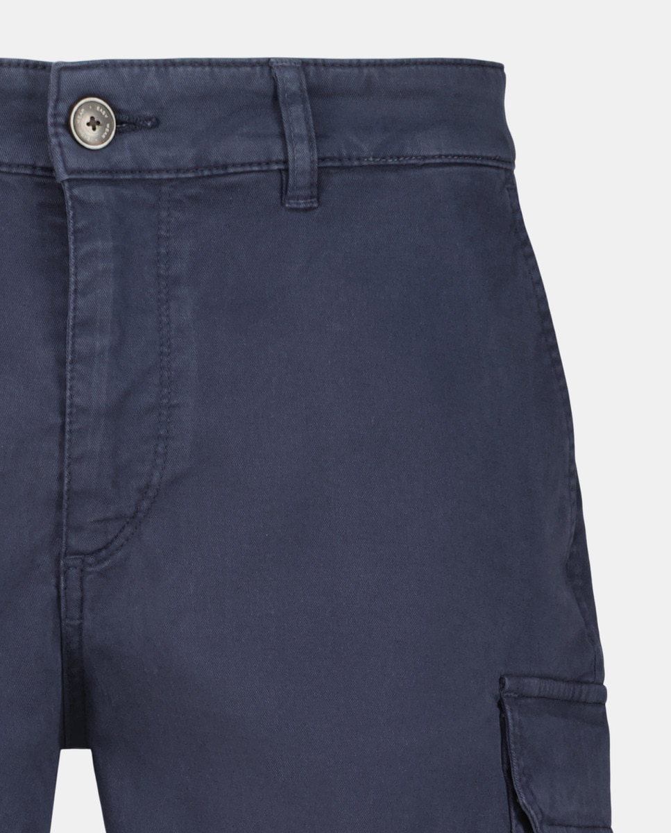 Bermudas Multibolsos Tingidas e em Algodão 400 Azul-5