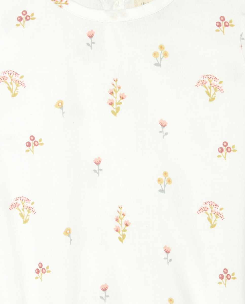 Pijama de bebé corto popelin flores Crudo-3