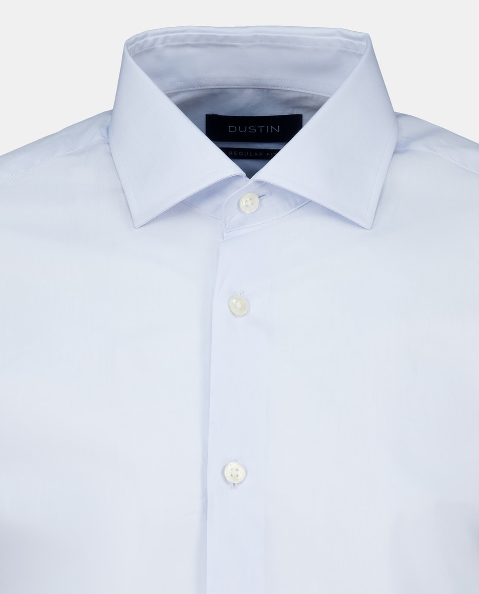 Camisa Clássica Regular Fit de Popelina Lisa com Manga Comprida Azul-claro-5